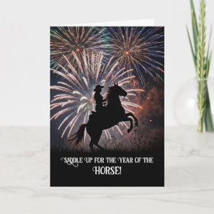 Tarjeta Año del Caballo Feliz Año Nuevo Country Western 
