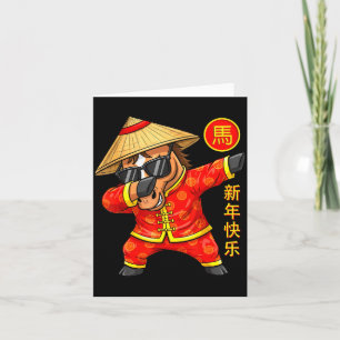 Tarjeta Año del Caballo haciendo Dabbing Año Nuevo Chino 2