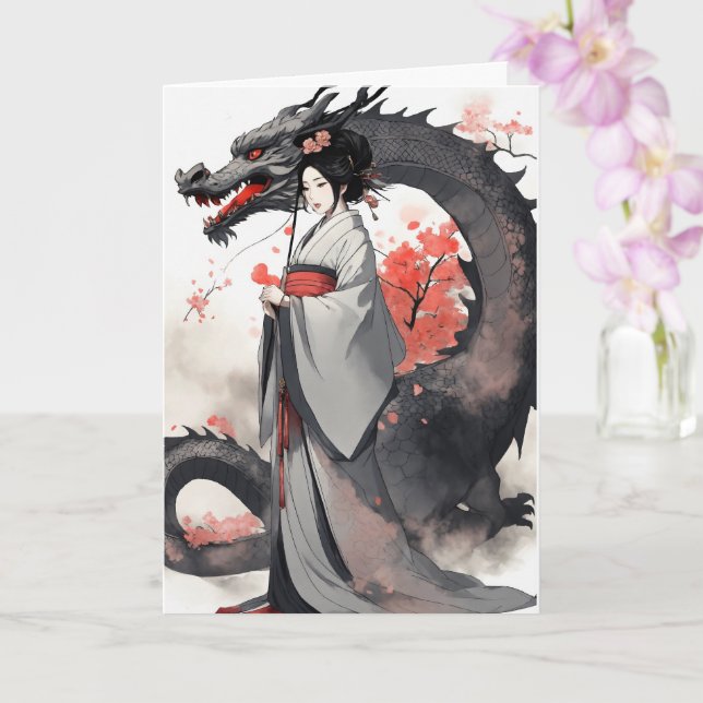 Tarjeta Año Del Dragón 2024 (Orquídea)
