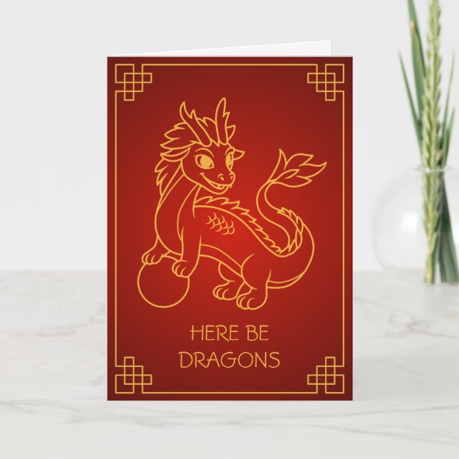 Tarjeta Año del Dragón 2024 Zodiaco Chino Blanco (Anverso)