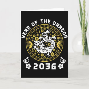 Tarjeta Año del Dragón 2036 Zodiaco Chino Año Nuevo Lunar