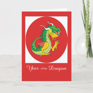 Tarjeta Año del Dragón Rojo Año Nuevo Chino