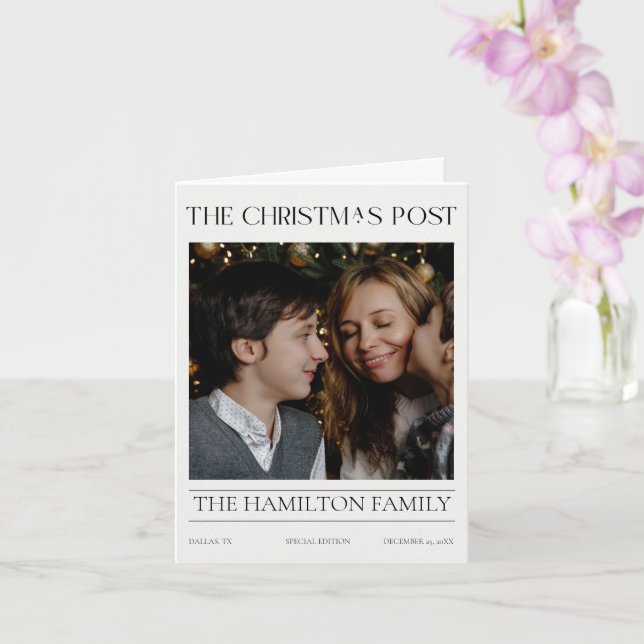 Tarjeta Año En Navidades De Reseña Periódico 6 Fotos Dobla (Orquídea)