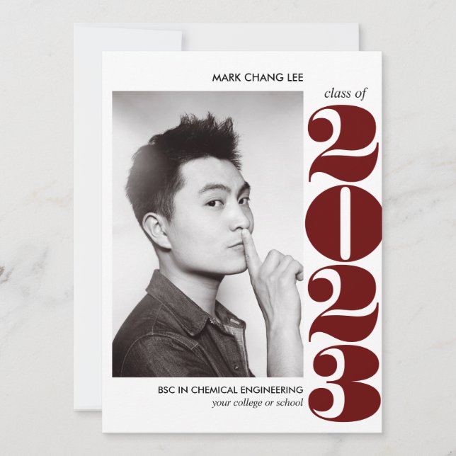 TARJETA AÑO ÉPICO | GRADUACIÓN DE FOTOS DE BURGUNDY COLLEG (Anverso)