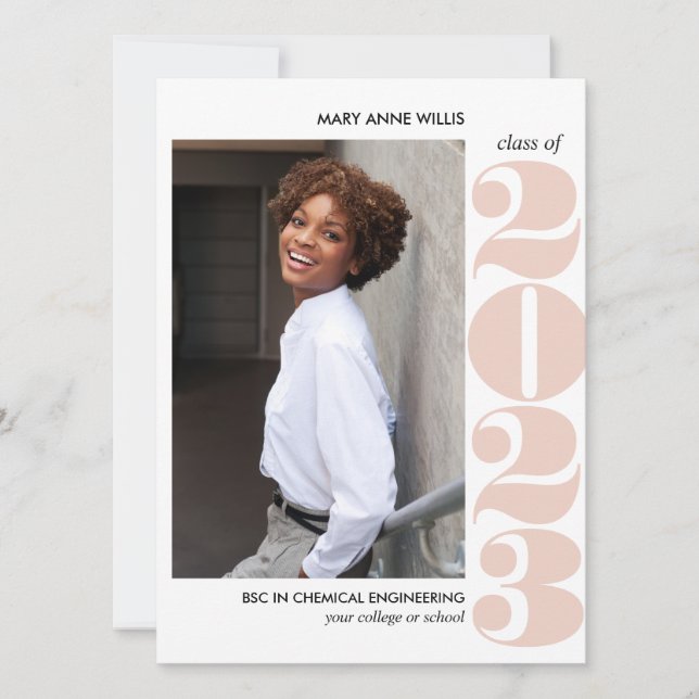 TARJETA AÑO ÉPICO | GRADUACIÓN DE FOTOS DE RUBOR PINK COLL (Anverso)