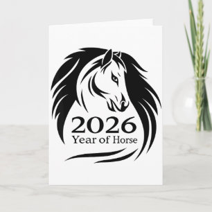 Tarjeta Año Festivo Del Caballo De Fuego 2026 Año Nuevo Ch