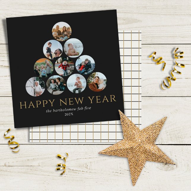 Tarjeta Año Nuevo 10 Photo Square Gold Black (Subido por el creador)