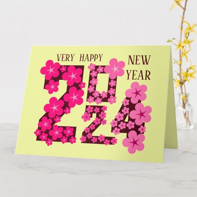 TARJETA AÑO NUEVO 2024 RECIBIENDO A CUALQUIERA (flor amarilla)