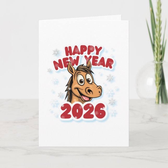 Tarjeta Año Nuevo 2026: Año del Mascarón del Caballo (Anverso)