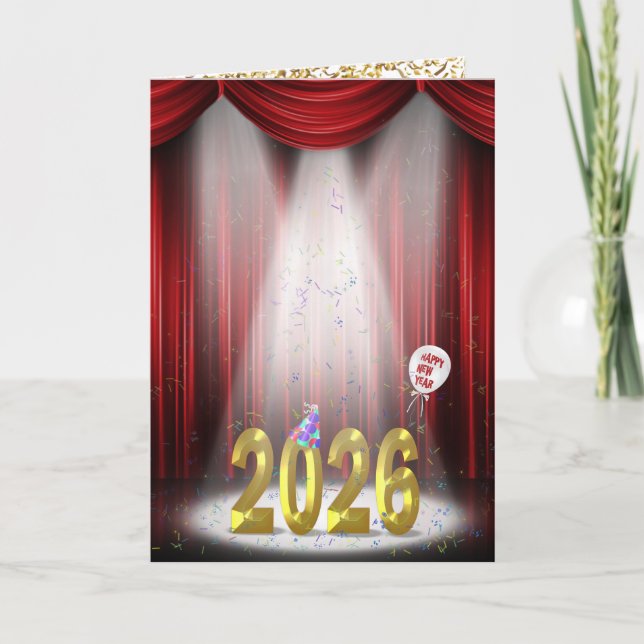 Tarjeta Año Nuevo 2026 En El Escenario Más Destacado (Anverso)