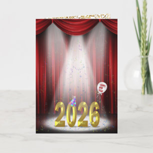 Tarjeta Año Nuevo 2026 En El Escenario Más Destacado