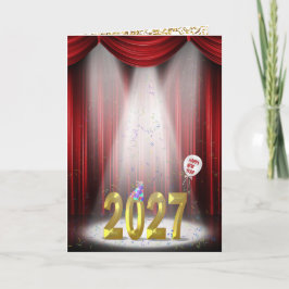 Tarjeta Año Nuevo 2027 en el escenario en Spotlight