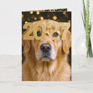 Tarjeta Año Nuevo 2027 Humor de Golden Retriever