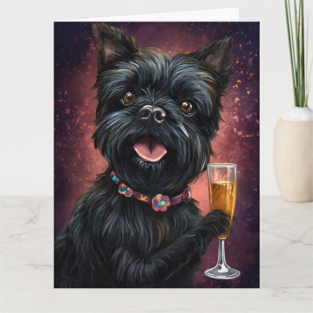 Tarjeta Año Nuevo Affenpincher (Anverso)