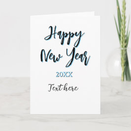 Tarjeta Año nuevo azul negro audaz año simple