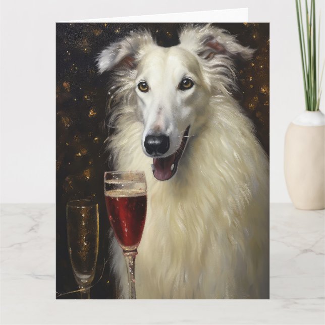 Tarjeta Año Nuevo Borzoi (Anverso)