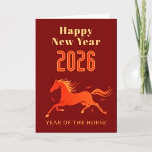 Tarjeta Año Nuevo Caballo Chino Moderno 2026 