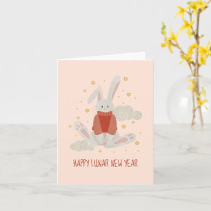 Tarjeta Año Nuevo Chino 2023 de conejo feliz personalizabl