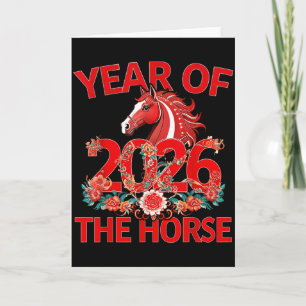 Tarjeta Año Nuevo Chino 2026 Caballo Zodiaco Divertido Lun