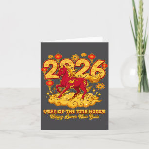 Tarjeta Año Nuevo Chino 2026 del Caballo Zodiaco Lunar