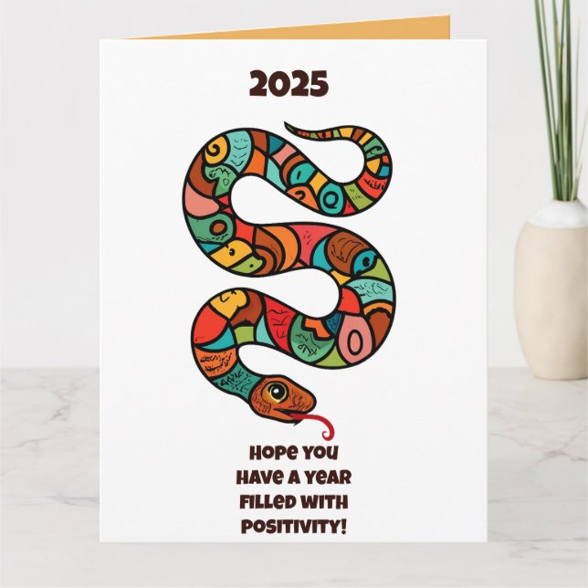 Tarjeta Año Nuevo Chino De La Serpiente De Madera 2025 (Anverso)