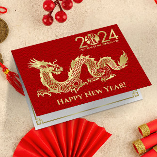 Tarjeta Año Nuevo Chino del Dragón 2024