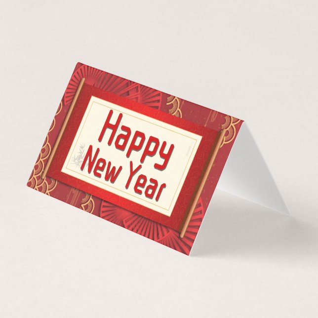 Tarjeta Año nuevo chino feliz decorativo 25 pk (Anverso)