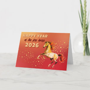 Tarjeta Año Nuevo Chino Feliz del Caballo de Fuego 2026