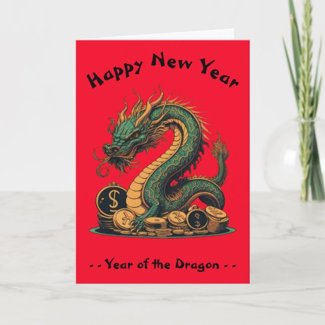 Tarjeta Año Nuevo del dragón chino (Anverso)
