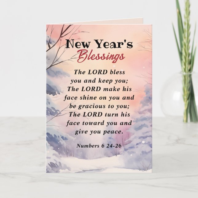Tarjeta Año Nuevo Dios te bendiga la Biblia contra la esce (Anverso)