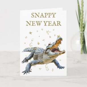 Tarjeta Año Nuevo Divertido Cocodrilo