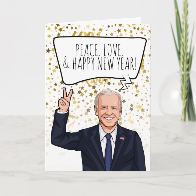 Tarjeta Año Nuevo divertido de Biden (Anverso)