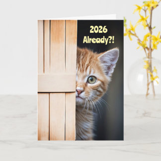 Tarjeta Año Nuevo Divertido Lindo 2026 Gatito Naranja Jeng