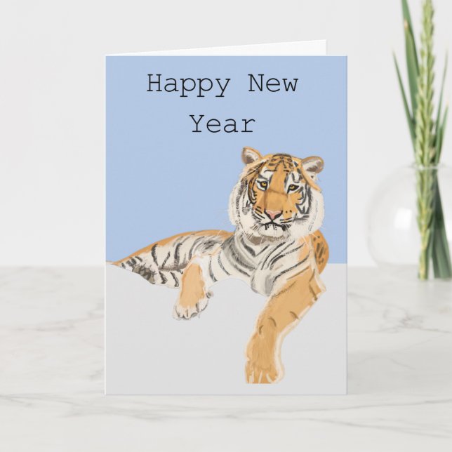Tarjeta Año Nuevo editable por tigres (Anverso)