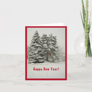 Tarjeta Año Nuevo, el país maravilloso de la nieve