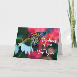 Tarjeta Año Nuevo en recuerdo de la mariposa