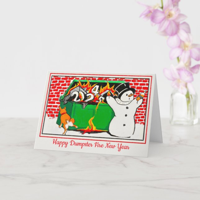 Tarjeta Año Nuevo Feliz Fuego De Dumpster (Orquídea)