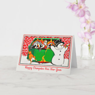 Tarjeta Año Nuevo Feliz Fuego De Dumpster