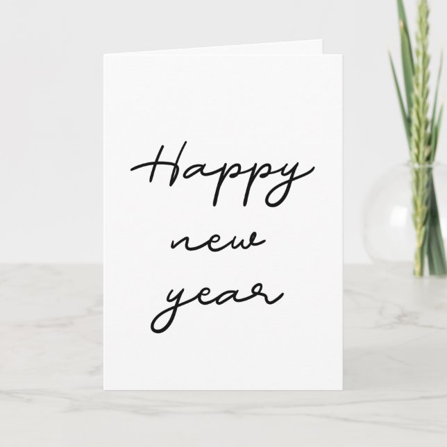 Tarjeta Año nuevo feliz minimalista (Anverso)