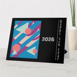 Tarjeta Año Nuevo - Formas geométricas de óleo colores vin