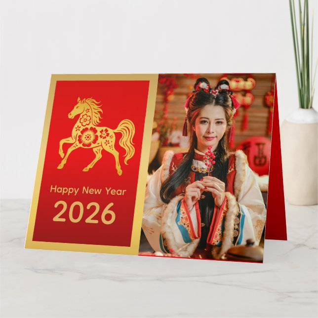 Tarjeta Año Nuevo lunar chino - Año del caballo 2026 (Anverso)