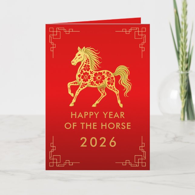 Tarjeta Año Nuevo lunar chino - Año del caballo 2026 (Anverso)