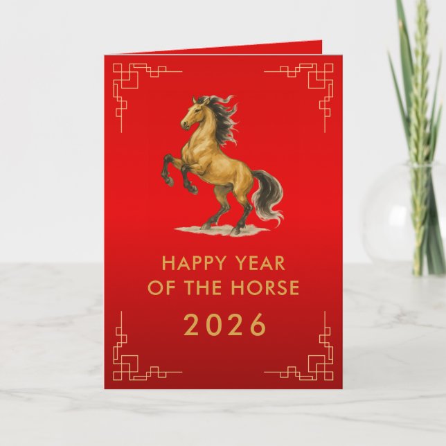 Tarjeta Año Nuevo lunar chino - Año del caballo 2026 (Anverso)