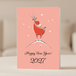 Tarjeta Año Nuevo Lunar Chino Cabra 2027 Fiesta del Zodiac