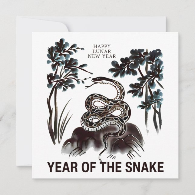 Tarjeta Año Nuevo Lunar De La Serpiente (Anverso)