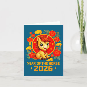 Tarjeta Año Nuevo Lunar del Caballo 2026 Femenino 2026