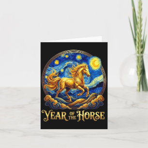 Tarjeta Año nuevo lunar el año del caballo zodíaco chino f