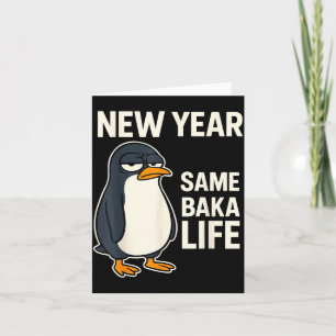 Tarjeta Año Nuevo Misma Vida de Baka Bromas de Pingüino