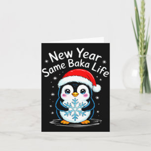 Tarjeta Año Nuevo Misma Vida de Baka Bromita de Pingüino