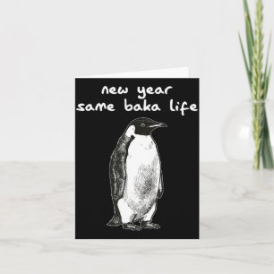 Tarjeta Año Nuevo Misma Vida de Baka Humor Pingüino Chiste